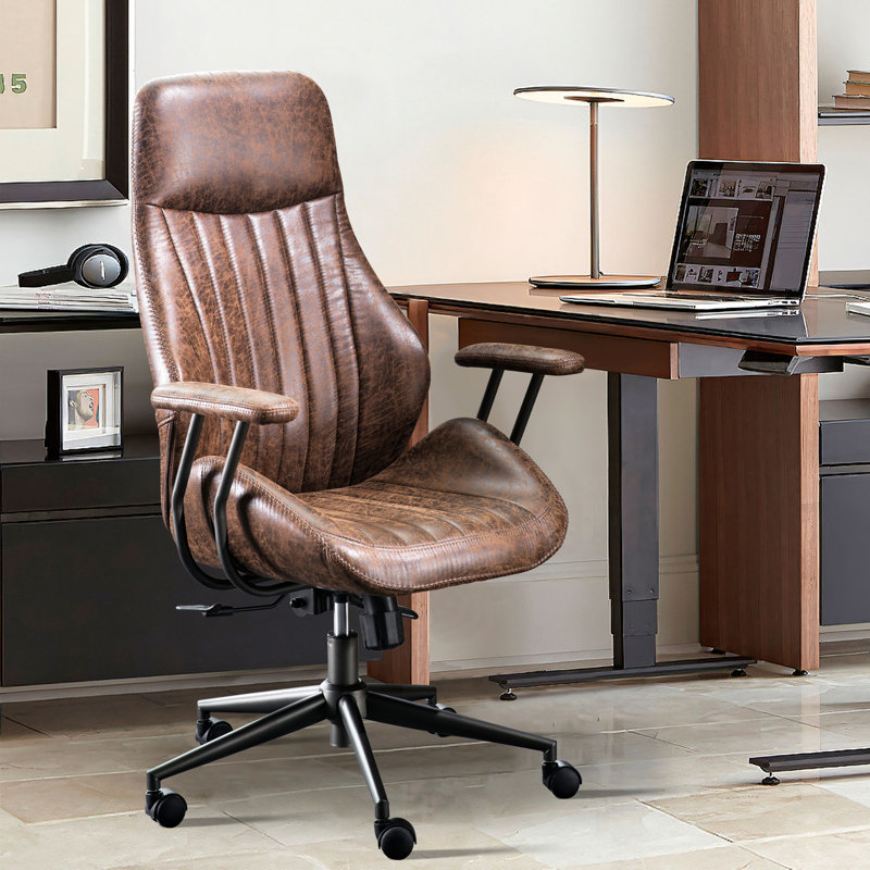 Albaugh Suede Executive Chair Dark Brown